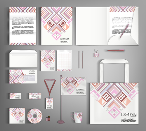 Geometric cover corporate stationery collection vector