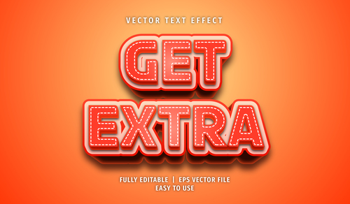Get extra text 3d red style text effect vector