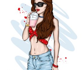 Girls fashion clothes and accessories vector