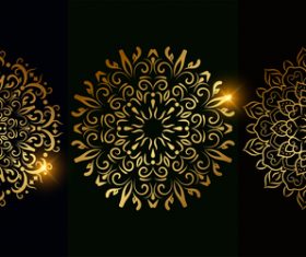 Glitter golden mandala pattern vector