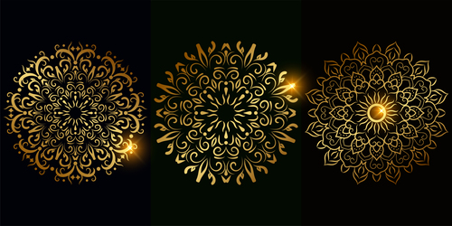 Glitter golden mandala pattern vector