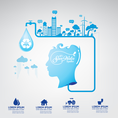 Global concept water infographic vector