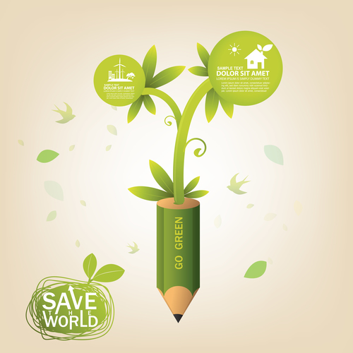 Go green concept infographic vector