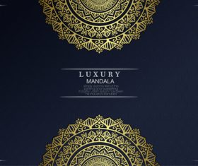 Golden mandala decoration pattern vector on black background