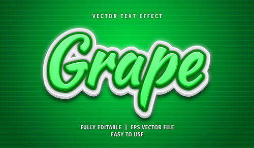 Grape text 3d green style text effect vector