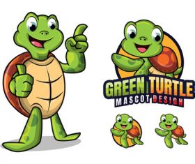 Green turtle cartoon design vector