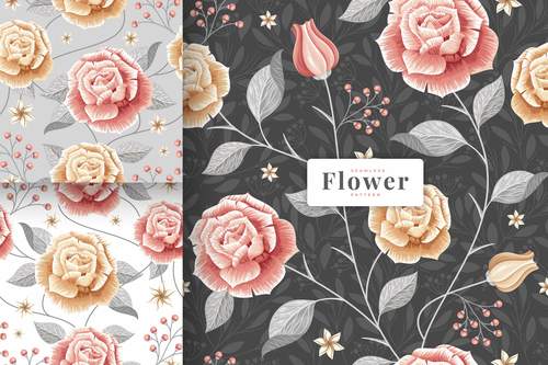 Hand drawn flowers pattern vector