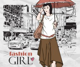 Hang around girl vector