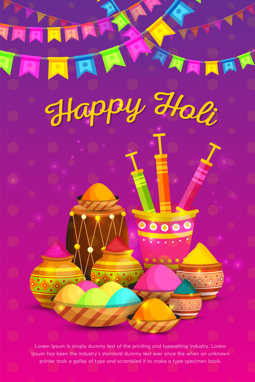 Happy Holi festival poster vector