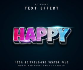 Happy text colorful gradient style text effect vector