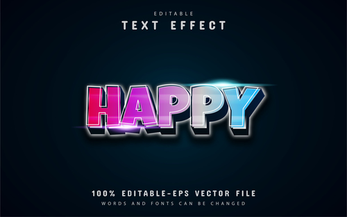 Happy text colorful gradient style text effect vector