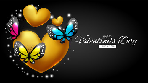 Happy valentines day with realistic hearts in vector
