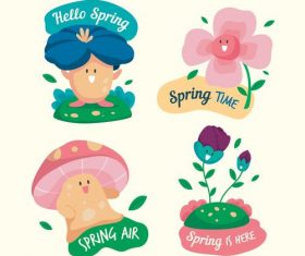 Hello spring cartoon illustration vector