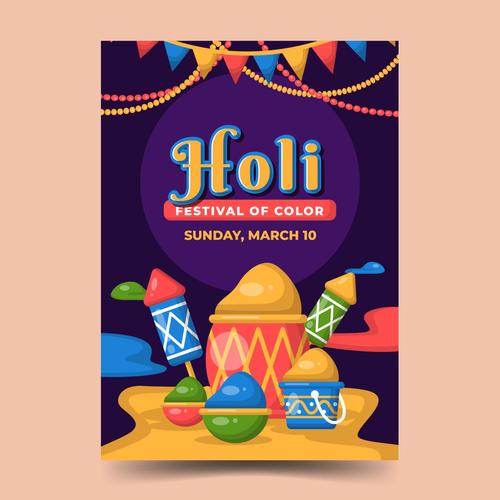 Holi festival color poster vector