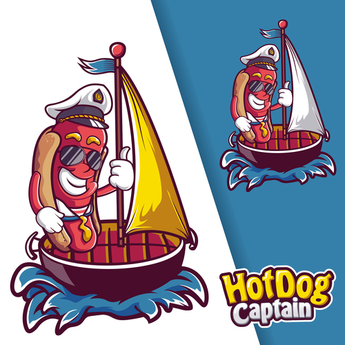 Hot dog captain logo vector