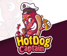 Hot dog captain mascot logo vector