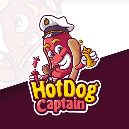 Hot dog captain mascot logo vector