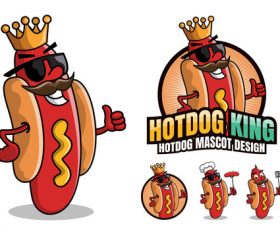 Hotdog king cartoon design vector