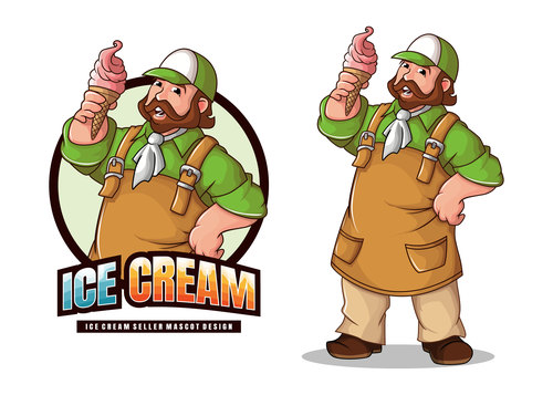 Ice cream seller mascot design vector