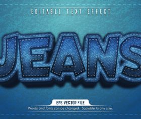Jeans text 3d blue style text effect vector
