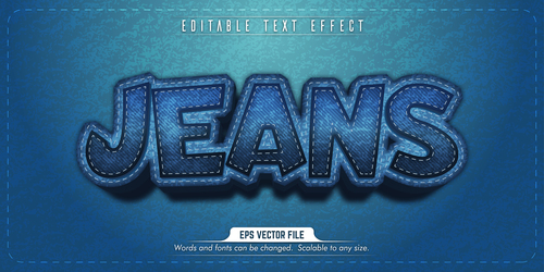 Jeans text 3d blue style text effect vector