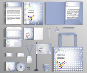 Light blue corporate identity stationery collection vector