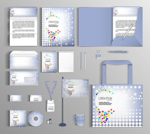 Light blue corporate identity stationery collection vector