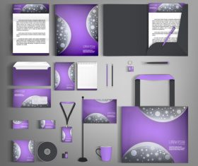 Light purple and black cover corporate stationery collection vector