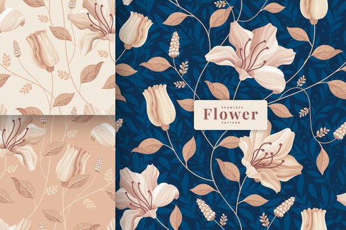 Lily flower seamless pattern vector