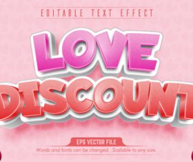 Love discount text 3d pink style text effect vector