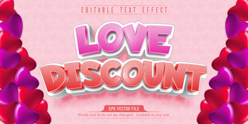 Love discount text 3d pink style text effect vector