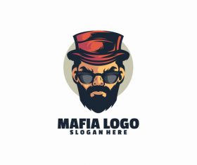 Mafia head logo template vector