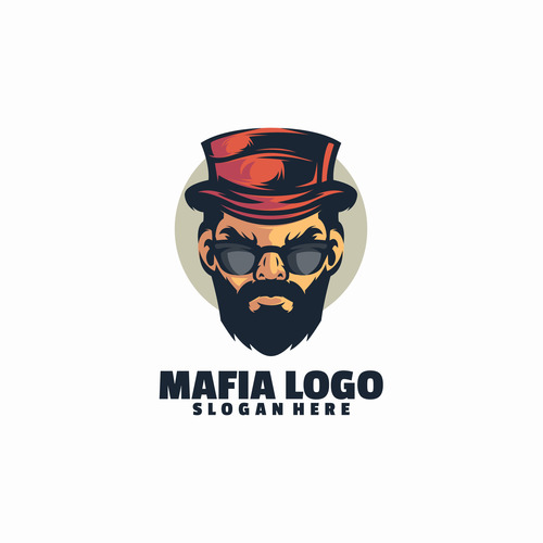 Mafia head logo template vector