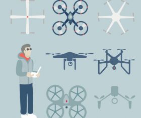 Man and drone vector