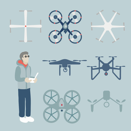 Man and drone vector