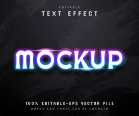 Mockup text colorful neon style text effect vector