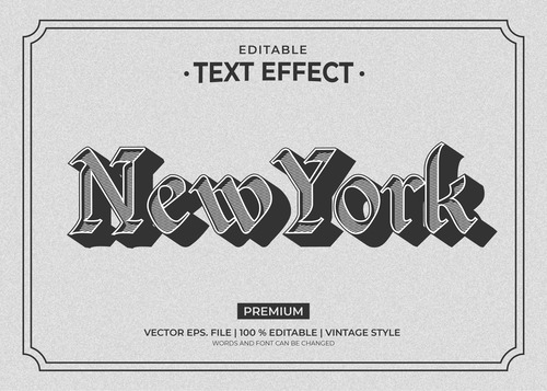 New york vintage style editable text effect vector