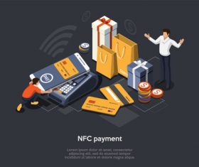 Nfc payment mobile shopping concept vector