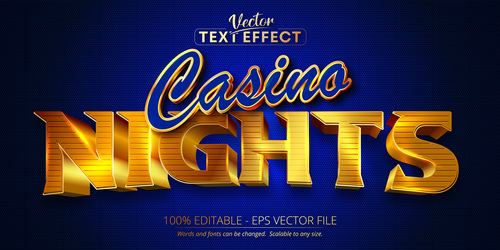 Nights text 3d golden style text effect vector