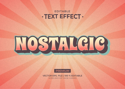 Nostalgic editable text effect vector