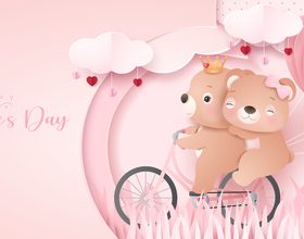 Paper cut art valentine's day greeting card vector