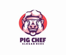 Pig chef logo template vector