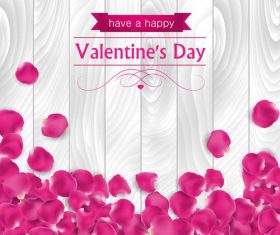 Pink petals valentine's day greeting card vector