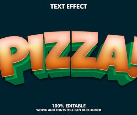 Pizza words and fonts 3d text style vector