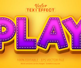 Play text 3d purple style text effect vector