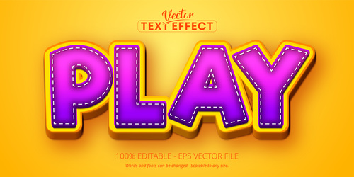 Play text 3d purple style text effect vector