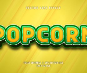 Popcorn text 3d yellow green style text effect vector