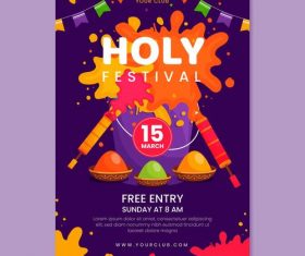 Poster template holi festival vector