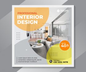 Profesional interior design flyer vector