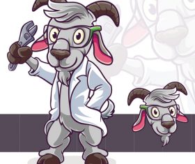 Professor goat mascot logo vector